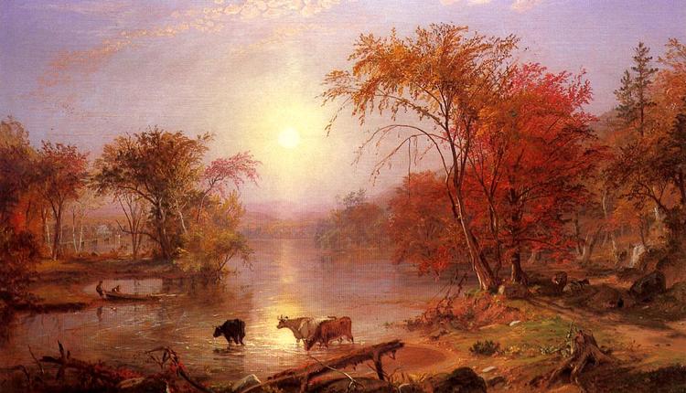 Albert Bierstadt Oil Painting Indian Summer Hudson River - Click Image to Close